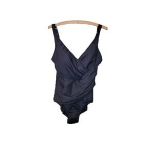 Miraclesuit Womens Black Crossover One Piece Swimsuit 16 Beach Vacation New